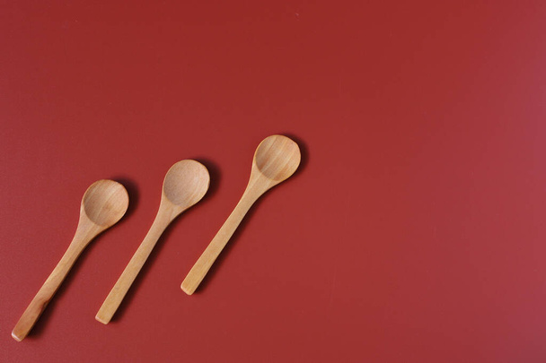 Wooden spoon on table mockup - Foto, afbeelding