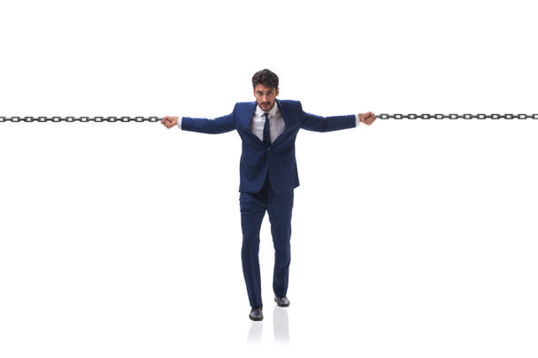 Chained businessman in the workaholic concept - Photo, Image