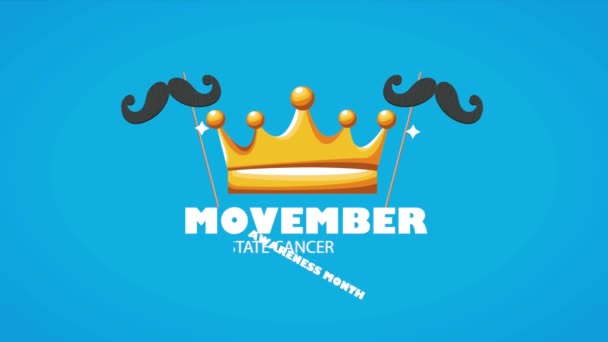 movember cáncer de próstata letras con bigotes, 4k video animado - Metraje, vídeo