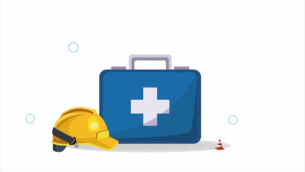 casque de service d'urgence et kit médical, animation vidéo 4k - Séquence, vidéo