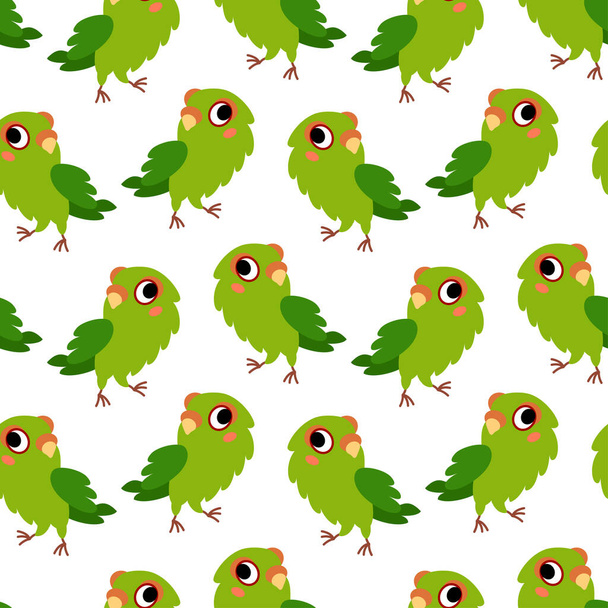 Saumaton papukaija lintu Bullfinches tausta lapsille. Söpö lasten suunnittelu malli. Tekstiilien, käärepaperin, onnittelukorttien tai lastentarhojen julisteiden kirkkaat kuvakkeet - Vektori, kuva