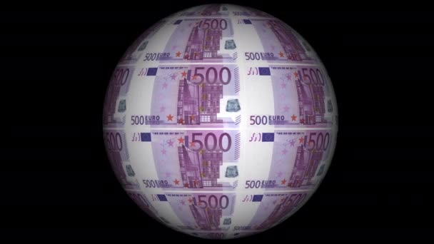 Euro Money Bills no mundo com Alpha Channel - Filmagem, Vídeo