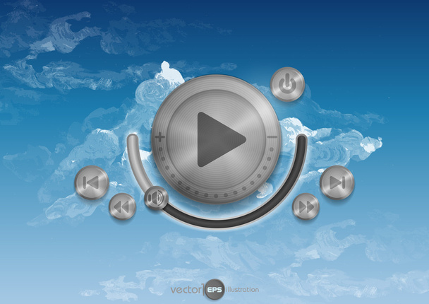 Abstract Technology App Icon With Music Button - Διάνυσμα, εικόνα