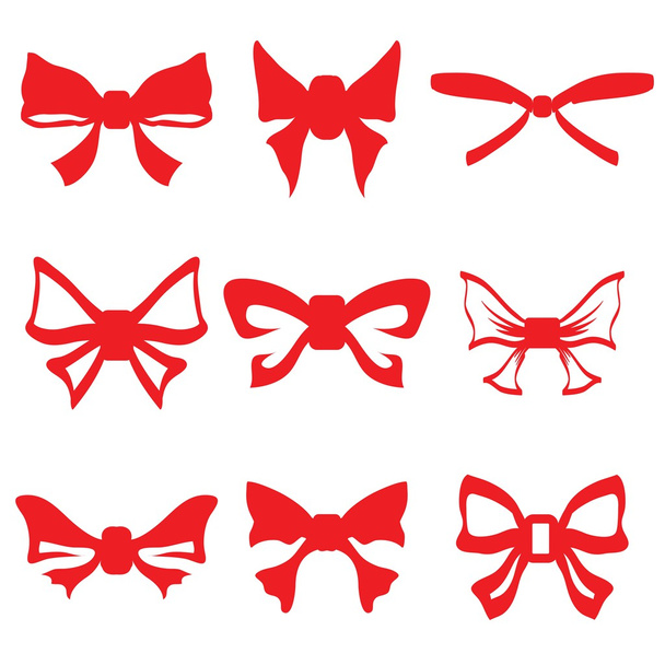 red bows set - Vector, Image