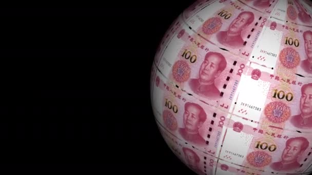 Chinesischer Yuan-Loop auf Globus 4K  - Filmmaterial, Video