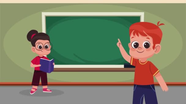小さな子供たちは教室のアニメーションや4kビデオアニメーションで - 映像、動画