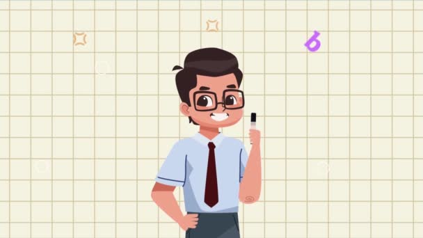male teacher in class character ,4k video animated - Footage, Video