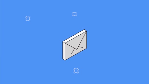 zarf e- posta izometrik biçim animasyonu, 4k video animasyonu - Video, Çekim