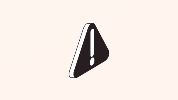 símbolo de alerta em animação triangular, vídeo 4k animado - Filmagem, Vídeo