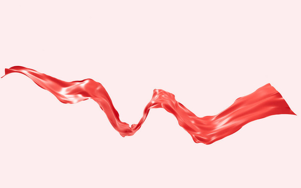 Paño de flujo abstracto rojo, representación 3d. Dibujo digital informático. - Foto, imagen