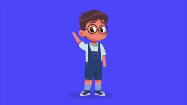 mały chłopiec w okularach animacja, 4k wideo animowane - Materiał filmowy, wideo