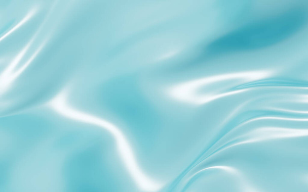 Cyan abstract flowing cloth, 3d rendering. Computer digital drawing. - Φωτογραφία, εικόνα