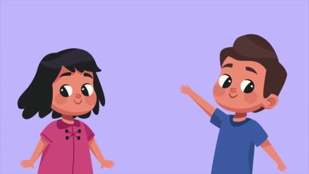 χαριτωμένα μικρά παιδιά χαρακτήρες κινουμένων σχεδίων, 4k βίντεο κινουμένων σχεδίων - Πλάνα, βίντεο