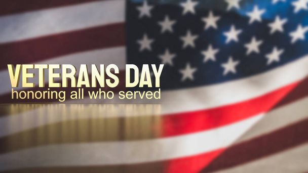 veterans day text on America  flag for holiday concept 3d rendering - Photo, Image