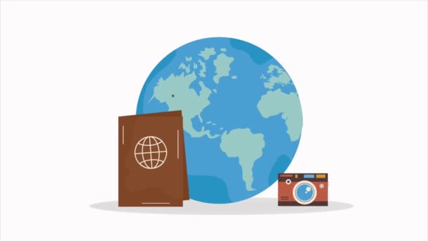 passeport document voyage vacances animation, 4k vidéo animée - Séquence, vidéo