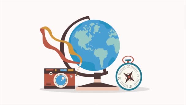 mundo mapa viajes vacaciones animación, 4k video animado - Metraje, vídeo