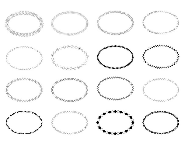 16 kinds of oval ruled frame sets. - Vector, Image