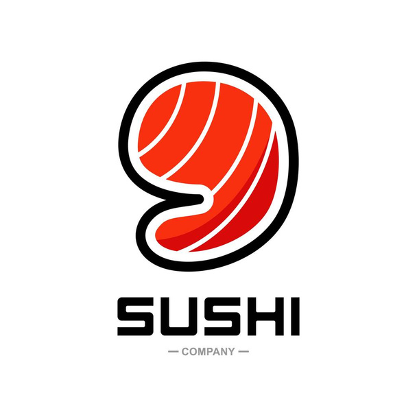 9-es számú sushi vektor logó ikon. Alkalmas étterem vagy bár sushi, embléma japán ételek ikon alakú sushi, címke vagy matrica kezdeti - Vektor, kép