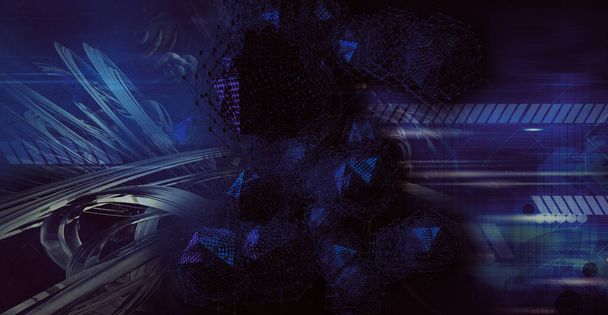3d illustartion futuristic technology style. Technology background for banner or poster. - Photo, image