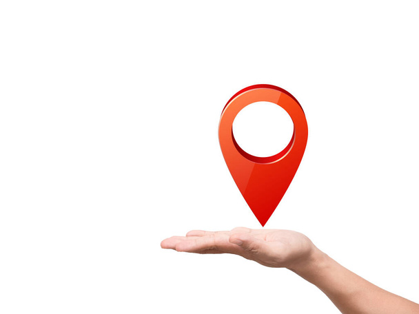 Hombre mano mostrar mapa ubicación aislado - Foto, Imagen