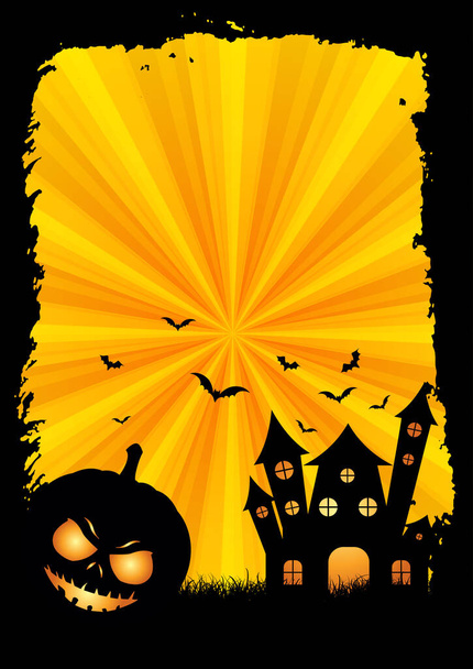 Фон Хэллоуина с граненой каймой, родными и замком - Вектор,изображение