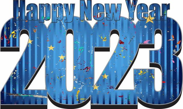 Happy New Year 2023 with Alaska flag inside - Illustration,2023 HAPPY NEW YEAR NUMERALS, 2023 Alaska Flag Numbers - Vector, Image