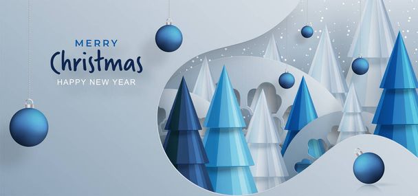 Καλά Χριστούγεννα εορταστική μοτίβο με μπάλες Χριστούγεννα και νιφάδες χιονιού έννοια στο φόντο χρώμα - Διάνυσμα, εικόνα