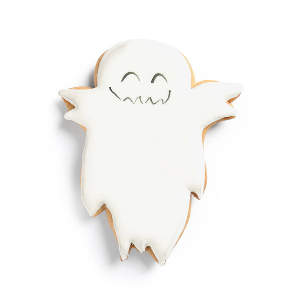 Halloween ghost cookie on white background - Foto, imagen