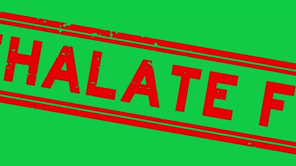 Grunge ftalato rojo palabra libre sello de goma cuadrada zoom de sello sobre fondo verde - Metraje, vídeo