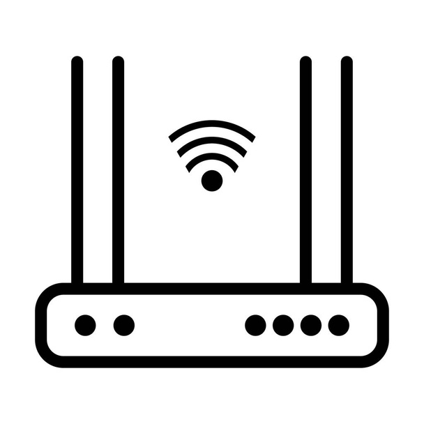 Modem with wifi signal line icon for apps and websites. Wireless router. Vector isolated on white background. - Vector, Image