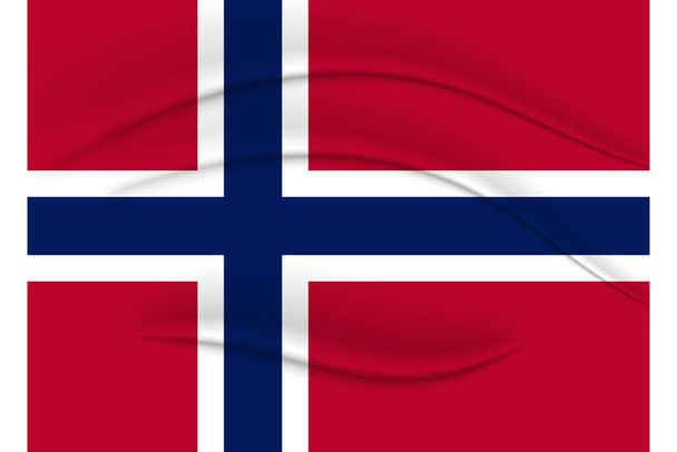 Norveç bayrağı, kumaş etkisi. Görüntü, vektör - Vektör, Görsel
