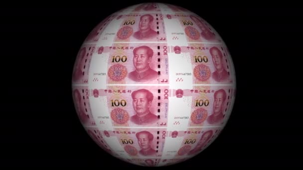 Chinese Yuan Money Loop 4K On Globe  - Кадри, відео