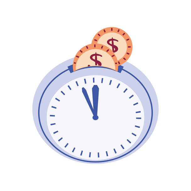 tempo orologio icona denaro isolato - Vettoriali, immagini