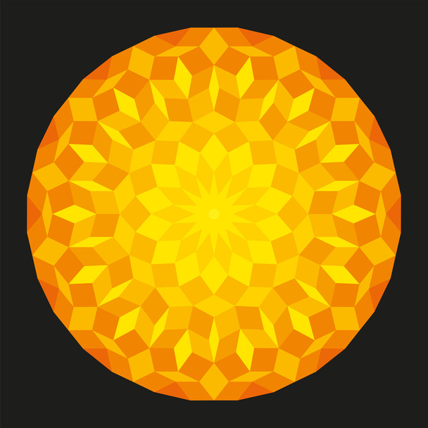 Słońce z Penrose wzór na czarnym tle - Wektor, obraz