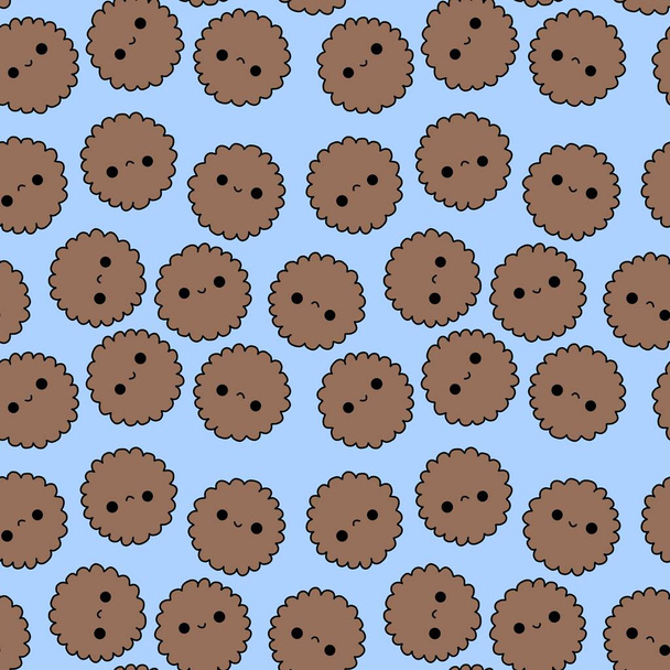 Cartoon kawaii seamless cookie pattern for wrapping paper and kids and clothes print and fabrics and accessories and menu and linens. High quality illustration - Zdjęcie, obraz