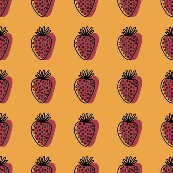 Cartoon summer fruit seamless strawberry pattern for wrapping paper and kids clothes print and fabrics and linens and packaging and linens. High quality illustration - Фото, изображение
