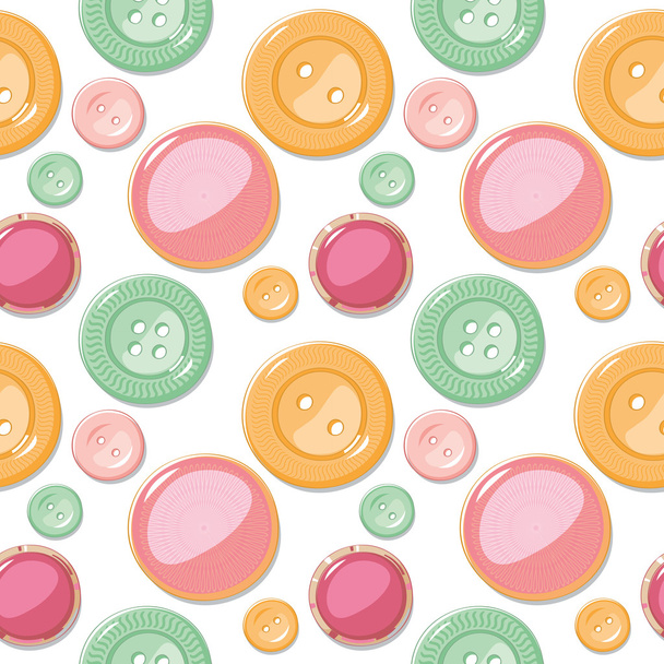 Seamless pattern of yellow green and pink  colored buttons - Vettoriali, immagini