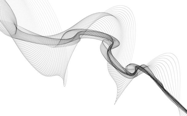 Fondo abstracto con líneas de onda monocromas sobre fondo blanco. Fondo de tecnología moderna. - Foto, imagen