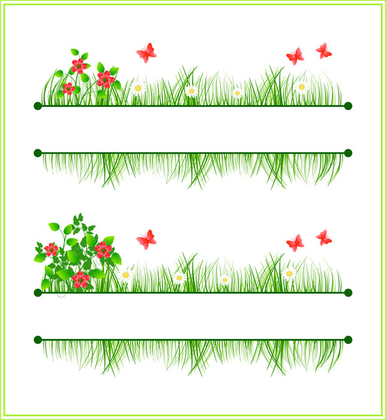 Frame with flowers and grass - Vector, Image