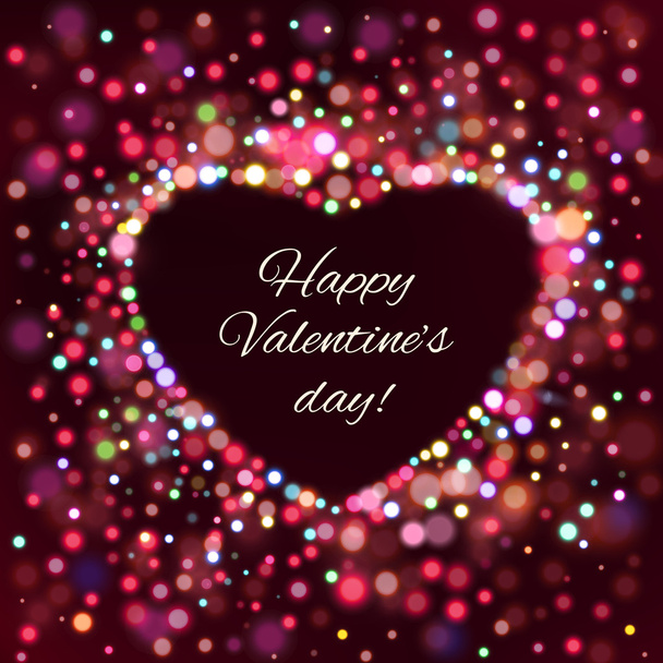 Happy Valentine Day Card with bokeh lights - Wektor, obraz