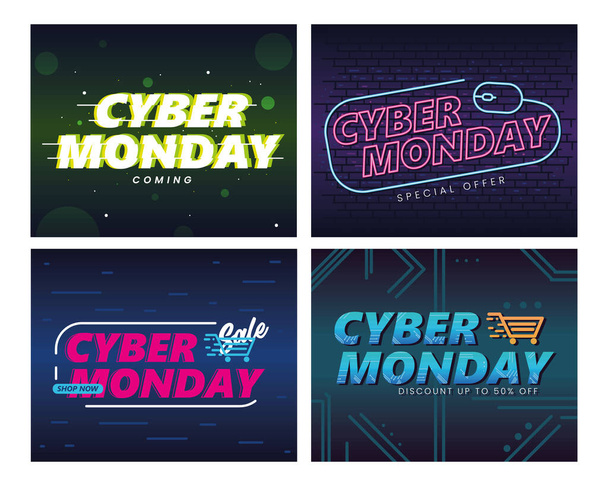 set of cyber monday, vector design - Vector, Image