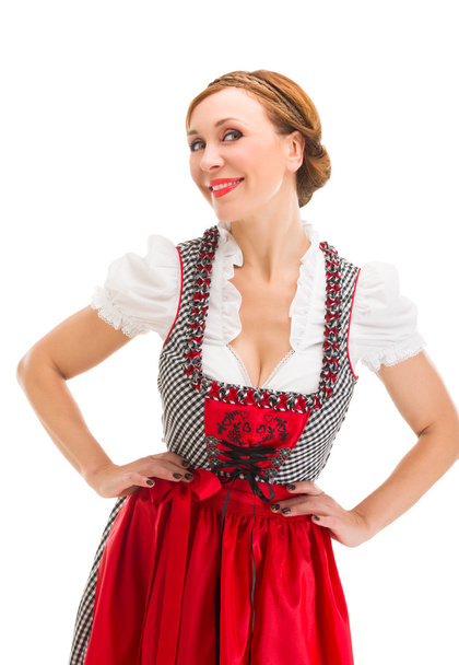 Bavarian girl isolated over white background - 写真・画像
