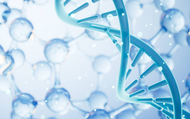 ДНК і молекулярна структура, концепція біотехнологій, 3d рендеринг. Комп'ютерне цифрове креслення
. - Фото, зображення