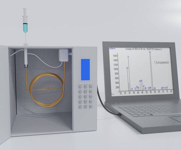 Gas chromatography (GC) set up instruments equipment for analytical chemistry 3d rendering - Photo, Image
