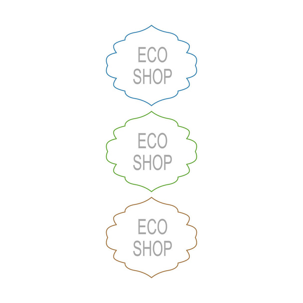 Eco Shop Ornamental Labels isolated on White - Вектор,изображение