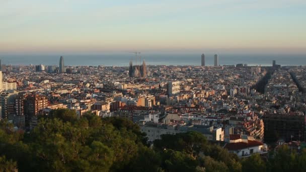 Panorama van Barcelona bovenaanzicht. - Video