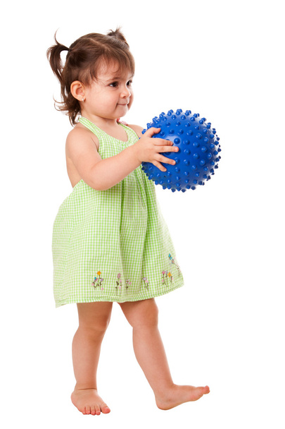Happy toddler girl with ball - Fotografie, Obrázek