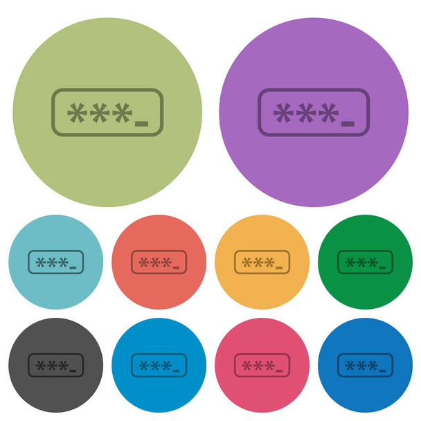 PIN κωδικό περίγραμμα πιο σκούρο επίπεδο εικονίδια στο χρώμα στρογγυλό φόντο - Διάνυσμα, εικόνα