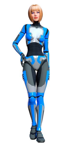 3D rendering of a female robot isolated on white background - Foto, Bild