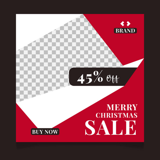 Merry christmas social media post template design and winter festival sale promotion banner - Vector, Image